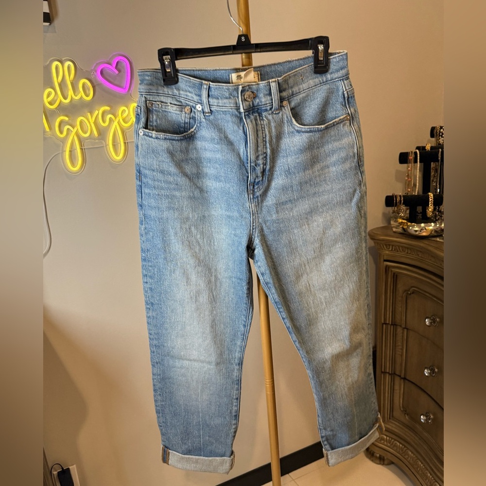 Madewell Blue Boyfriend Jeans with Distressed Details